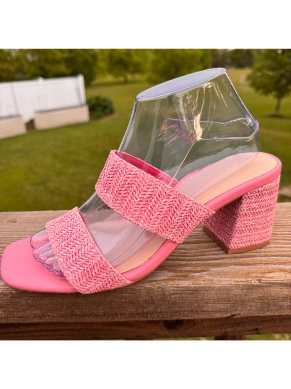 Seychelles Womens Charli Heel Sandals Pink  8.5 Woven Strap Casual Chic Summer - Picture 7 of 12
